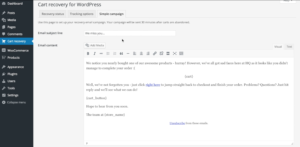 Email content admin page